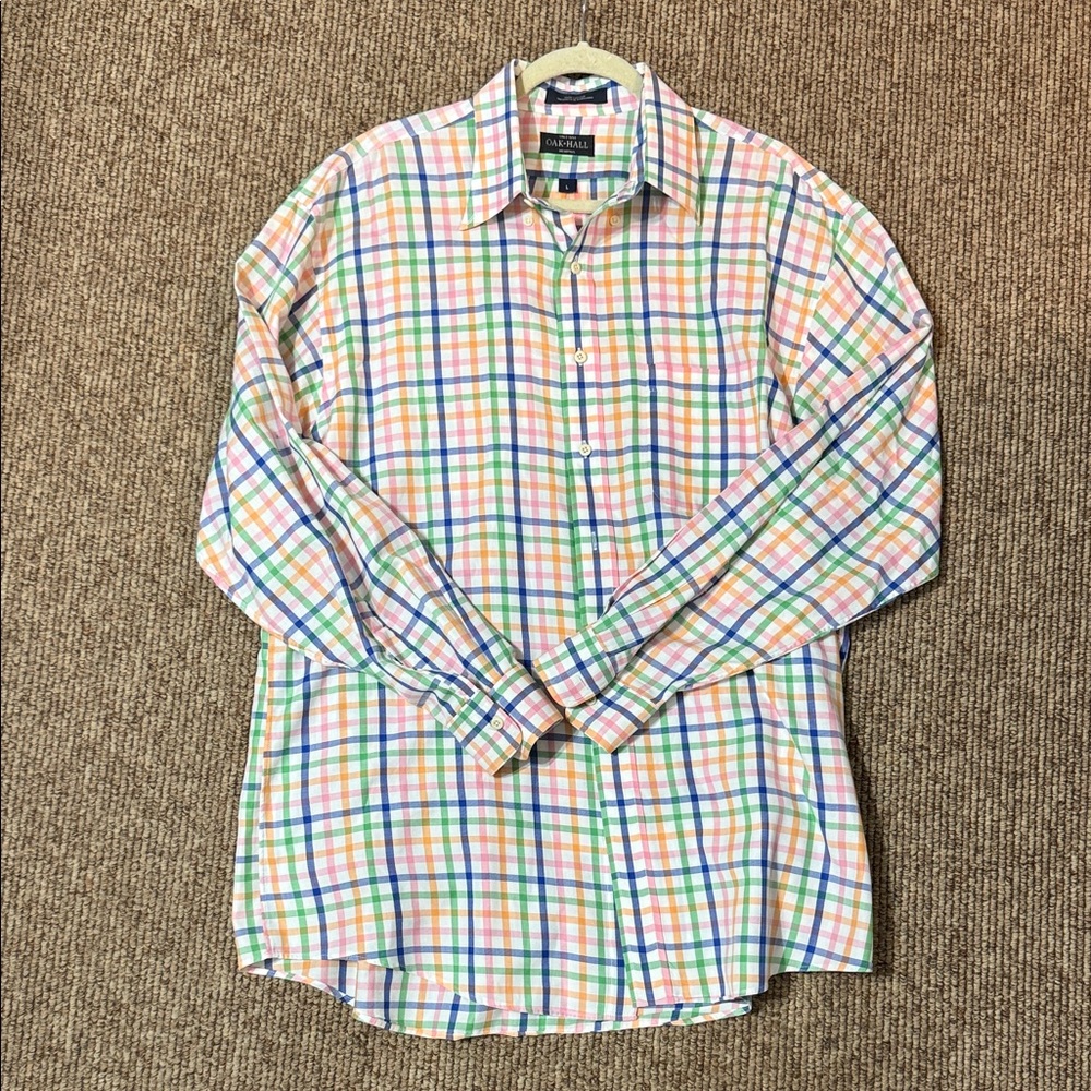 Colorful Plaid Men's Shirt - OAK HALL - Size L